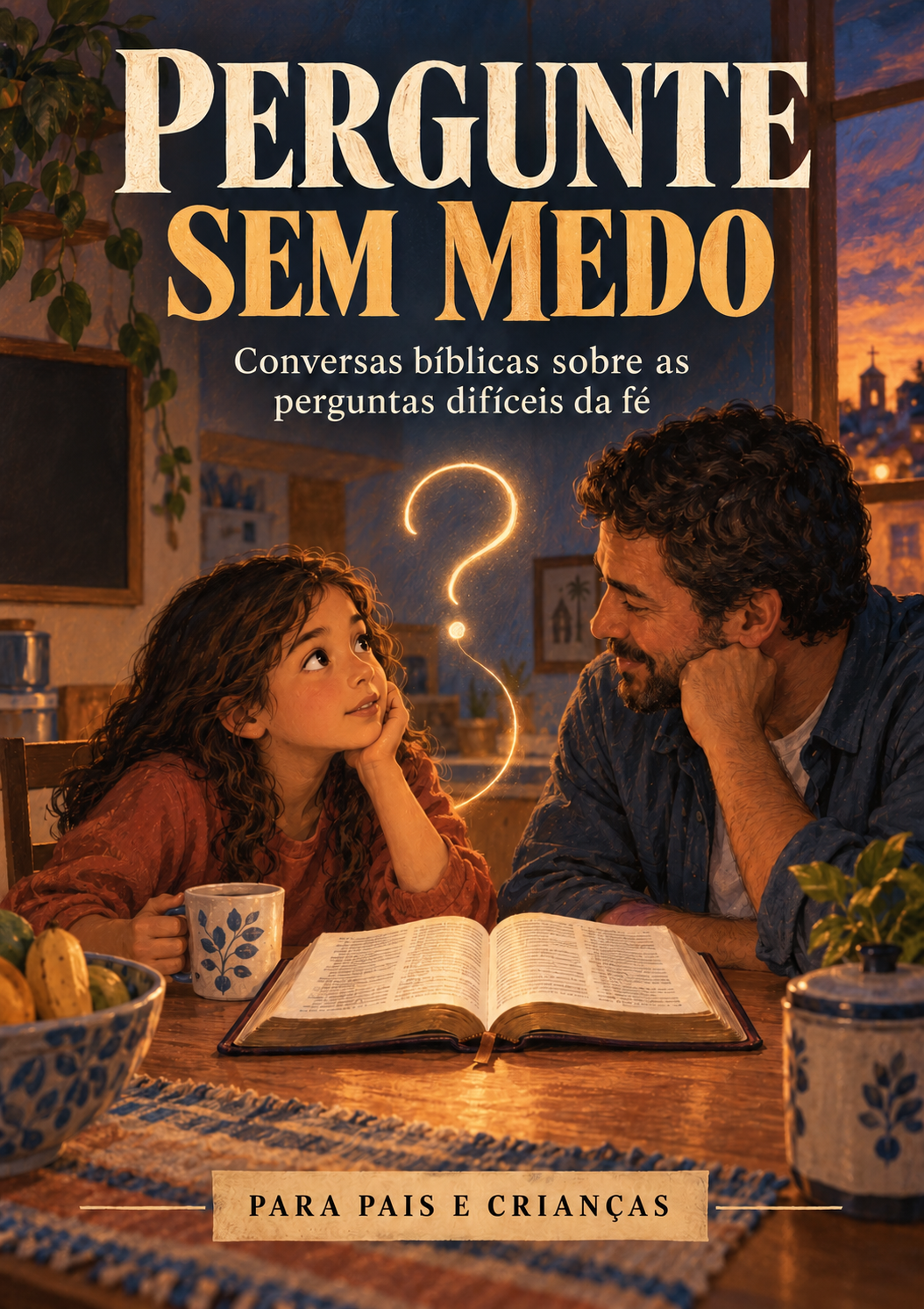 Capa do e-book Pergunte Sem Medo: pai e criança lendo a Bíblia juntos